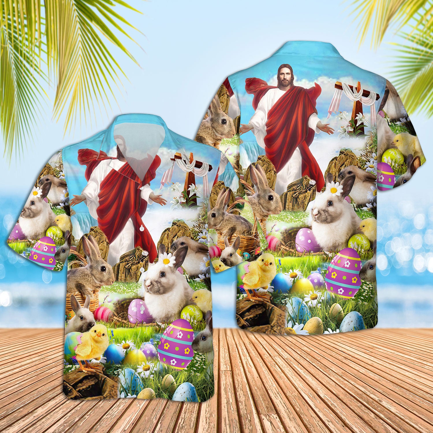 Happy Easter Jesus Is Risen Hawaiian Shirt, Unisex Print Aloha Short Sleeve Casual Shirt
