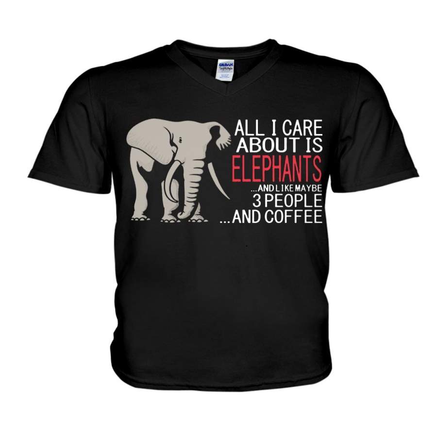 All I Care About Is Elephants And Coffee Guys V-Neck