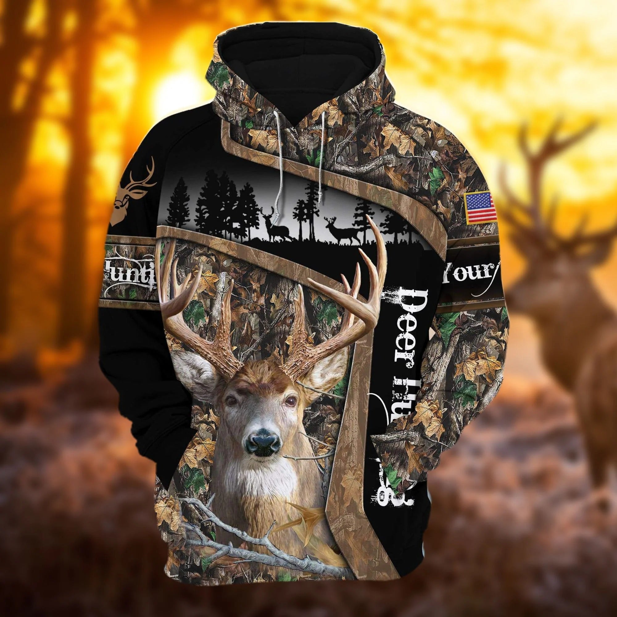 Personalized Deer Hunting Hoodie 3D All Over Print Multicolor Hunting Hoodie Hunter Gift