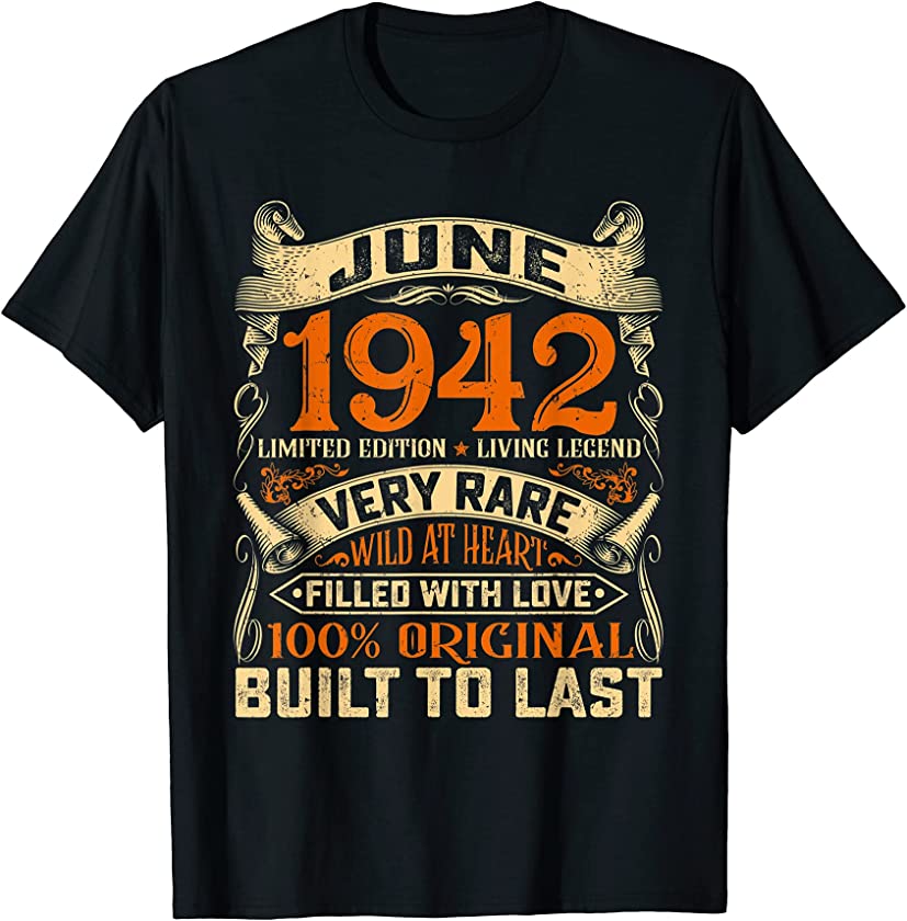 Vintage June 1942 Distressed 79th Birthday Outfit 79 Yrs Old T-Shirt