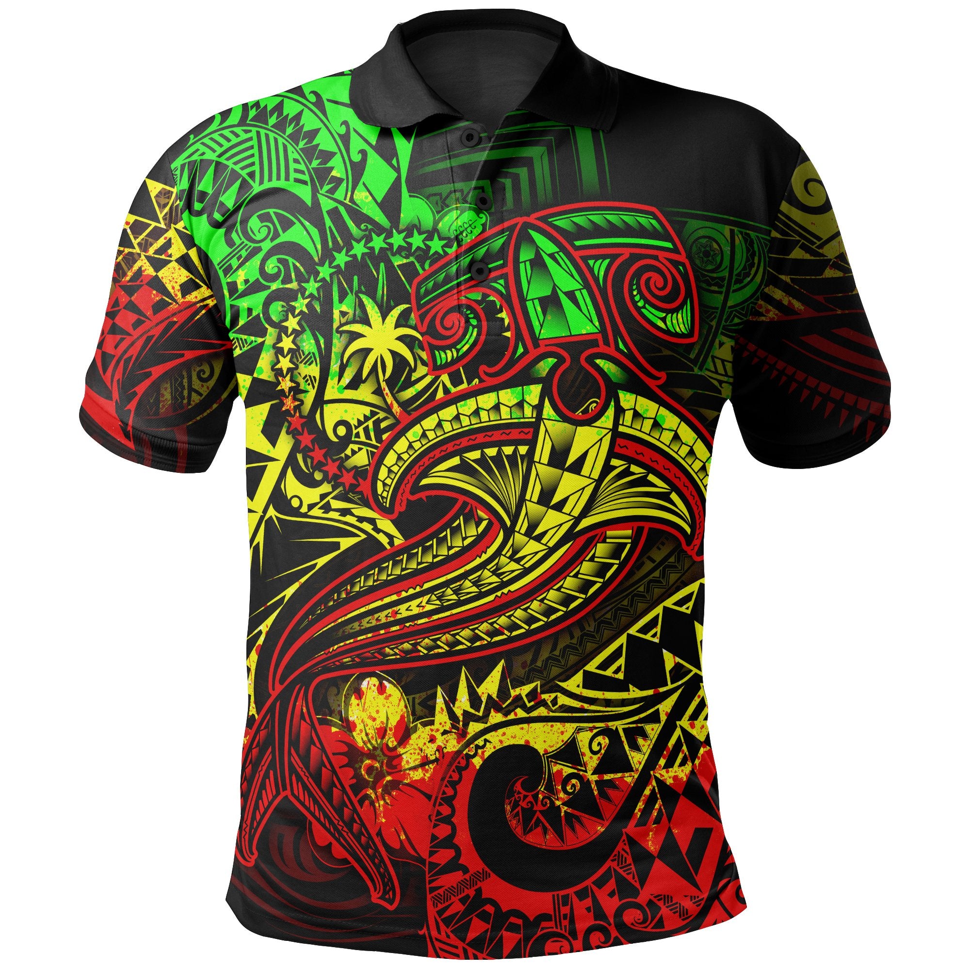 Chuuk Polo Shirt  – Reggae Shark Polynesian Tattoo