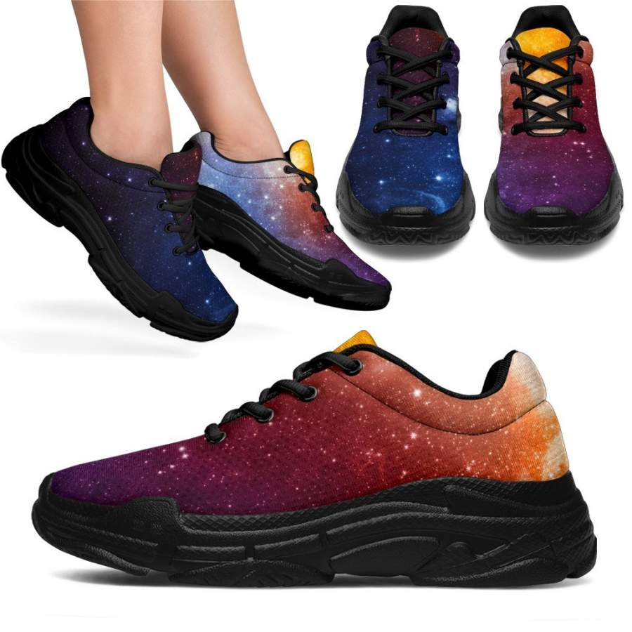 Fiery Universe Nebula Galaxy Space Print Chunky Sneakers