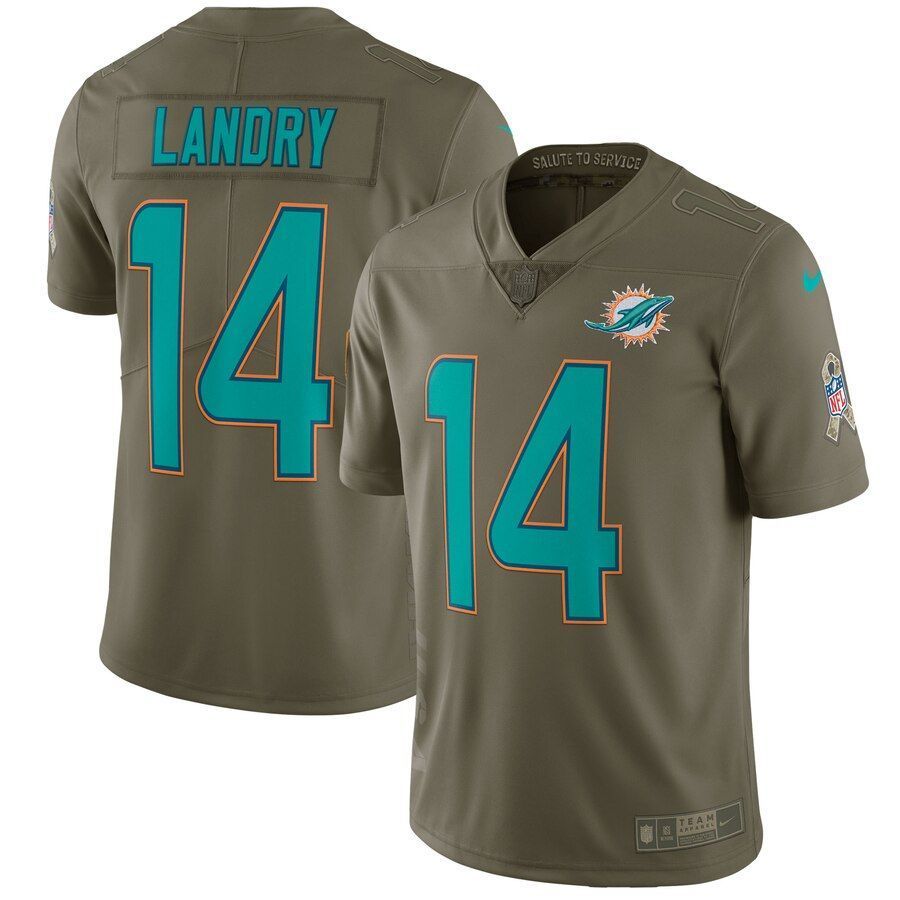 Jarvis Landry Dolphins Salute To Service Limited Jersey Olive 2019