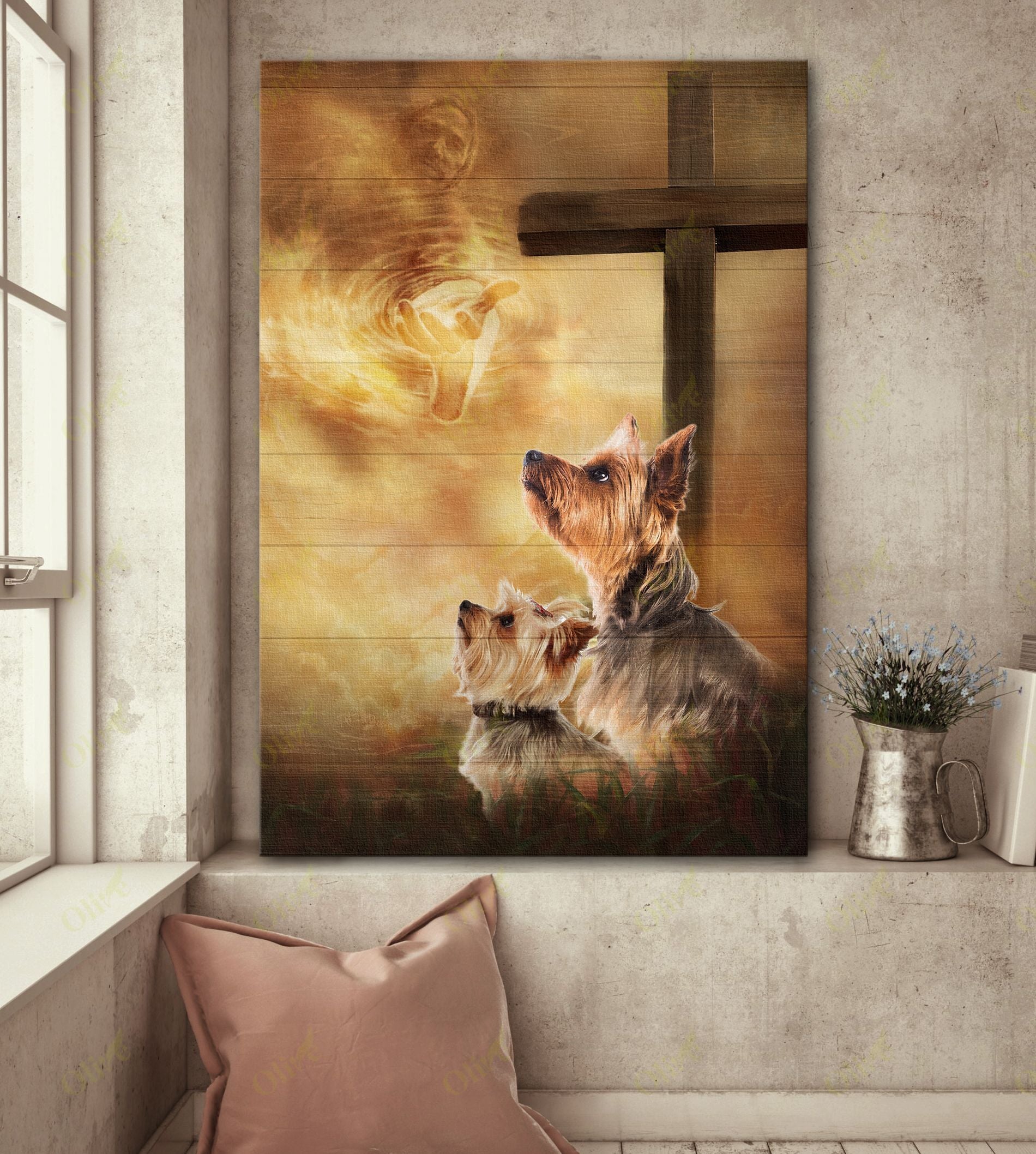 Yorkshire Terrier – Follow His Sign Canvas Wall Art Home Decor