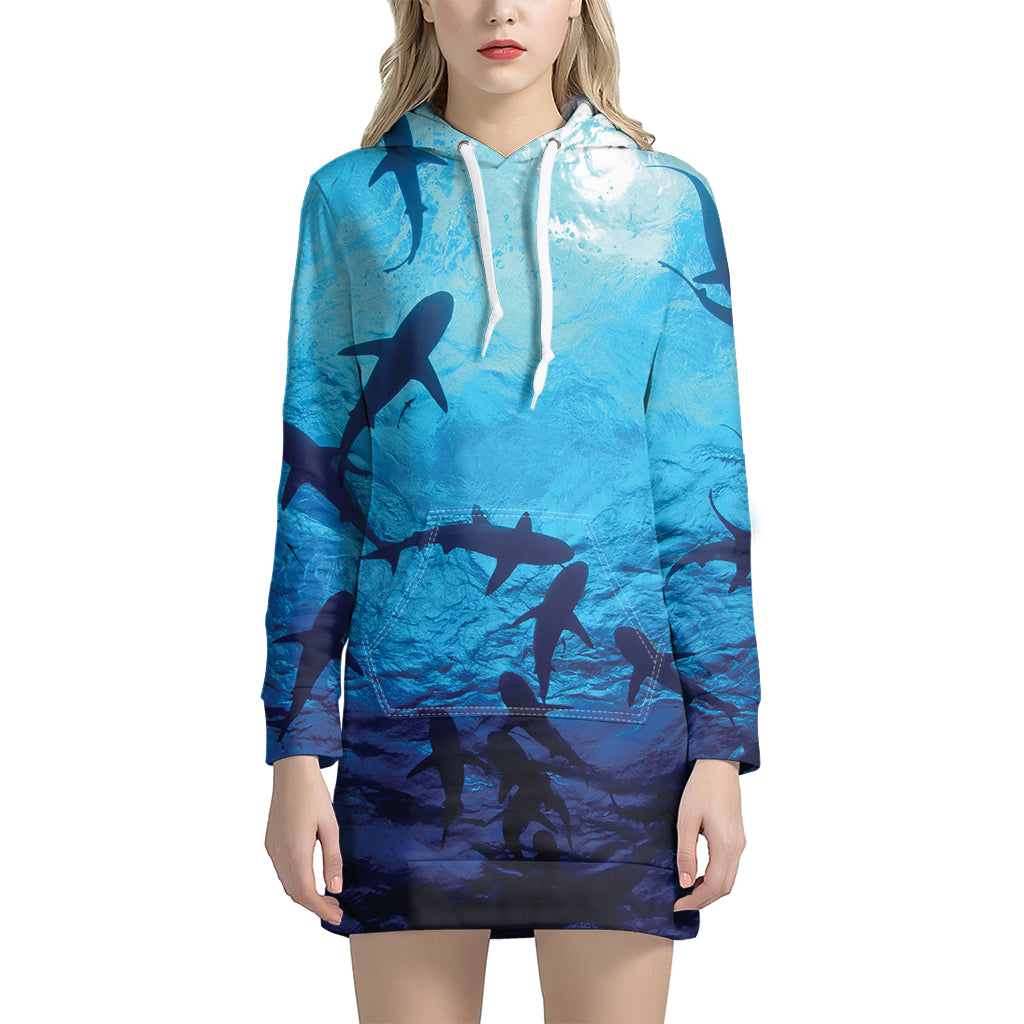 Shark Underwear Print Women’S Pullover Hoodie Dress