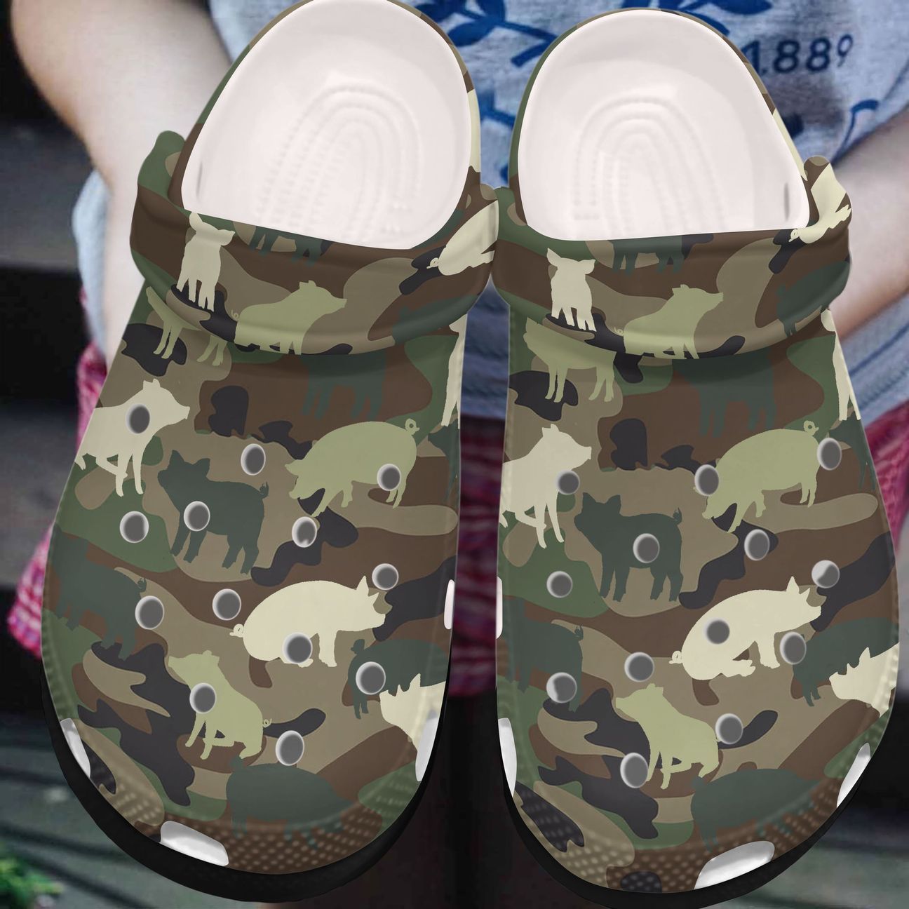 Pig Personalized Clog, Custom Name, Text, Color, Number Fashion Style For Women, Men, Kid, Print 3D Camo