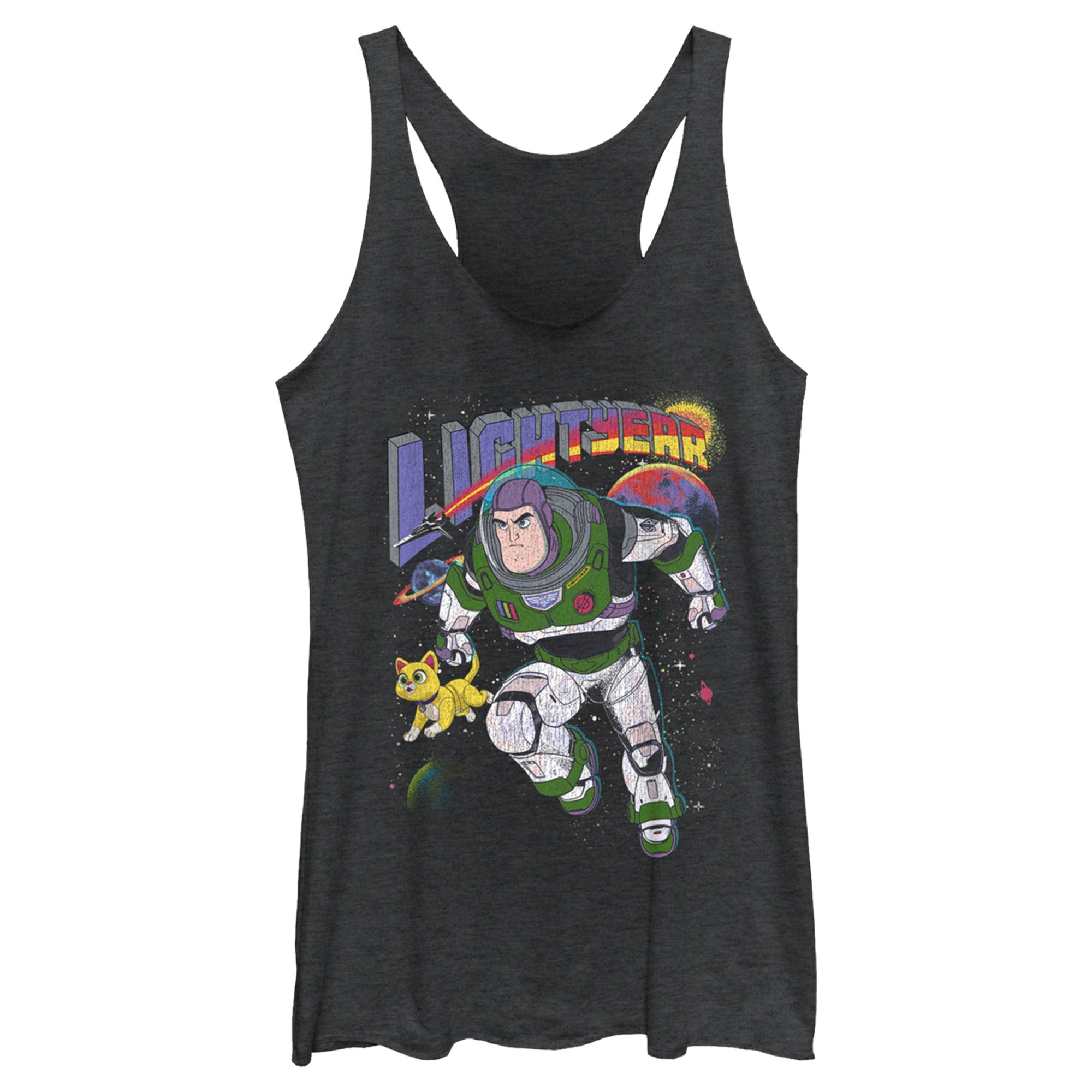 Women’S Lightyear Retro Distressed Buzz And Sox Racerback Tank Top