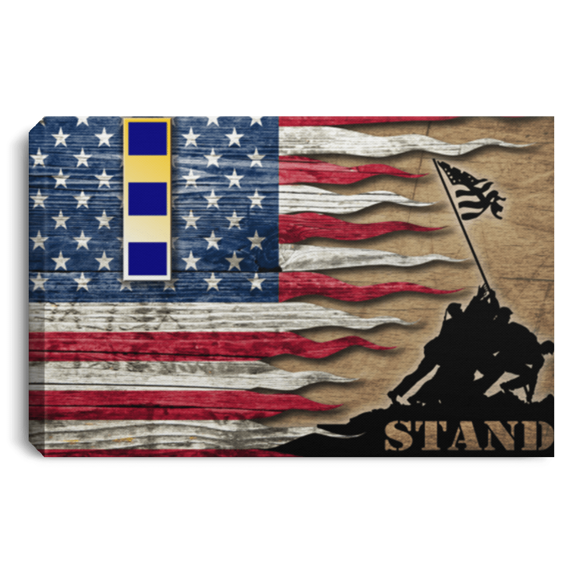 Us Navy W-2 Chief Warrant Officer 2 W2 Cw2 Warrant Officer Stand For The Flag 24X16 Inches  Landscape Canvas .75In Frame