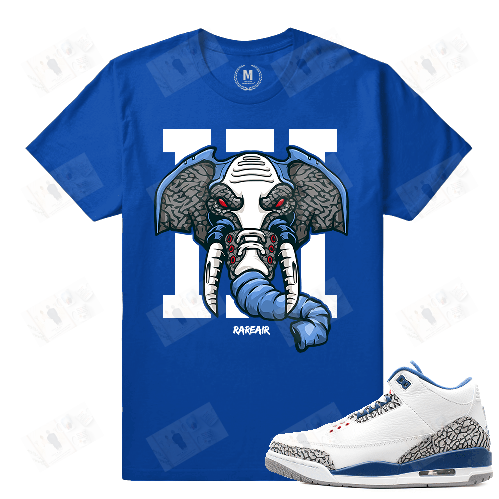 Match Jordan 3 True Blue Og | Rare Air Elephant | Blue T Shirt