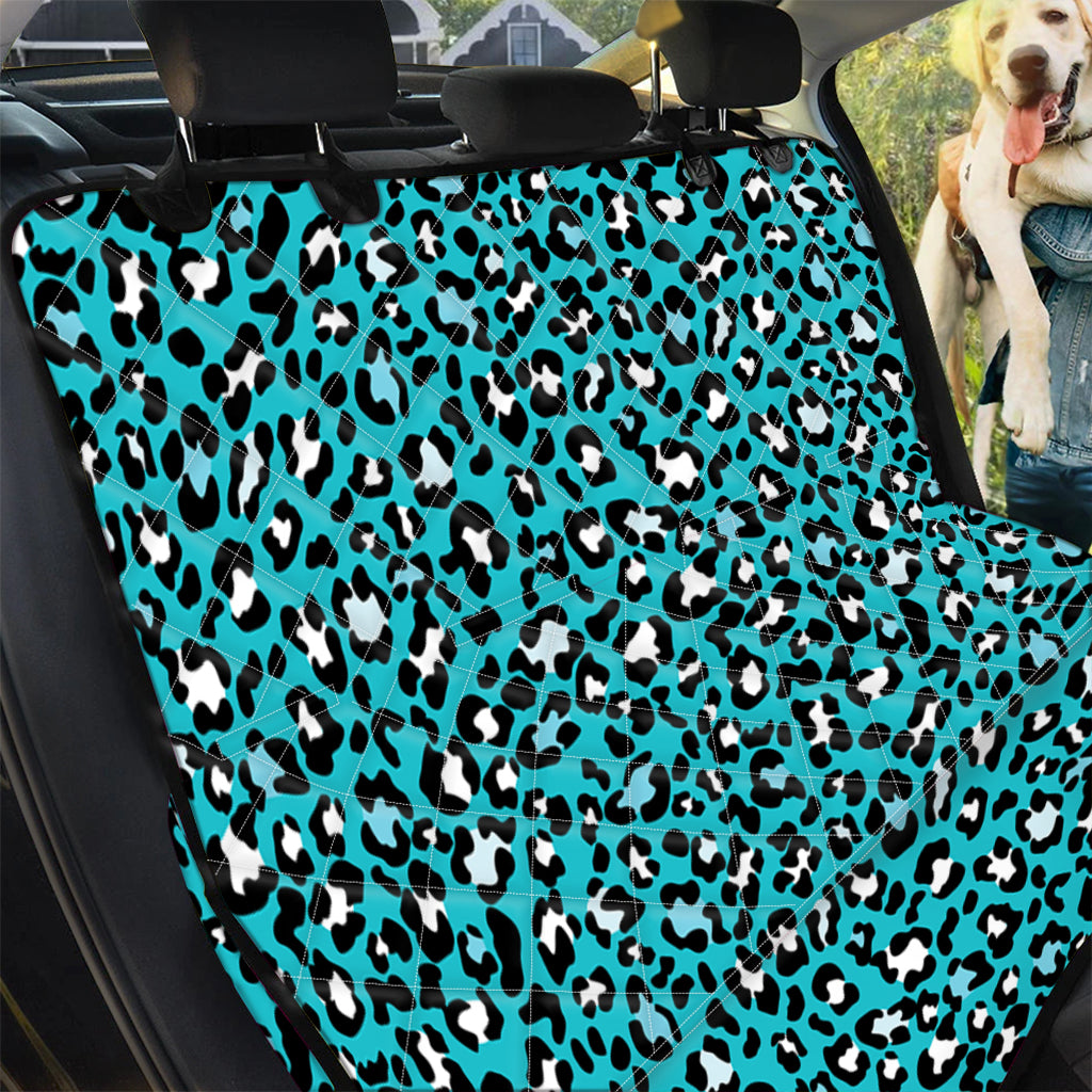 Turquoise Leopard Print Pet Car Back Seat Cover