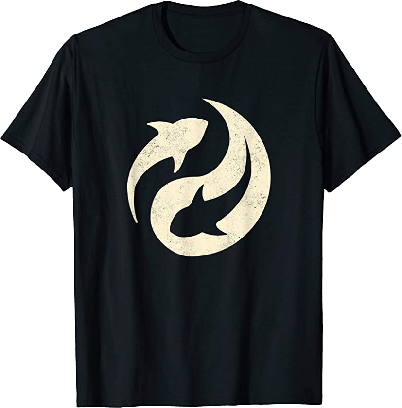 Vintage Ocean Conservation Yin-yang T-Shirt for Shark Lovers