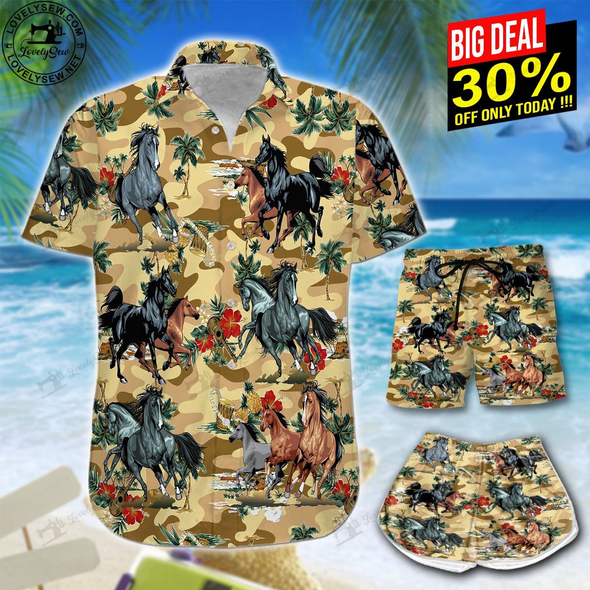 Horse Colorful Hawaiian Shirt Shorts Ha32882