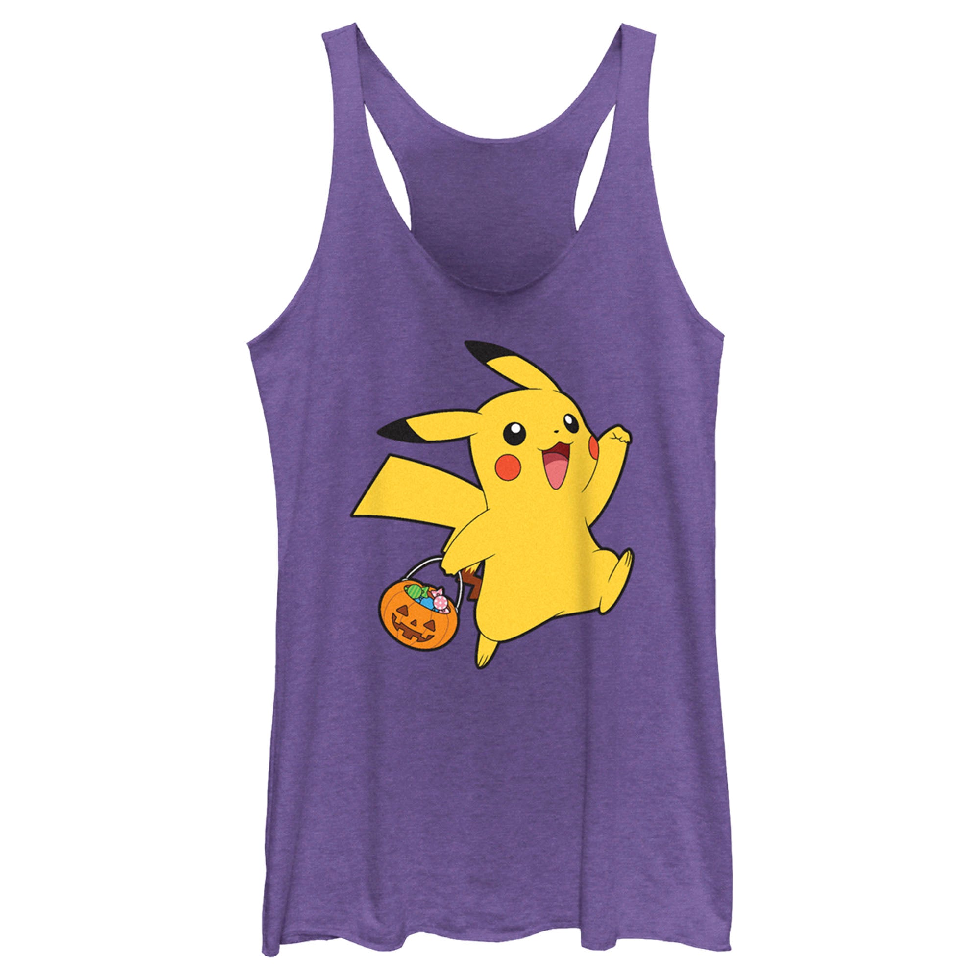 Women’S Pokemon Halloween Trick-Or-Treating Pikachu Racerback Tank Top