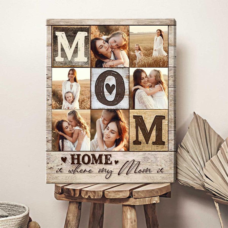 Custom Photo Mom Collage Canvas, Mom’S Birthday Photo Gift Wall Art