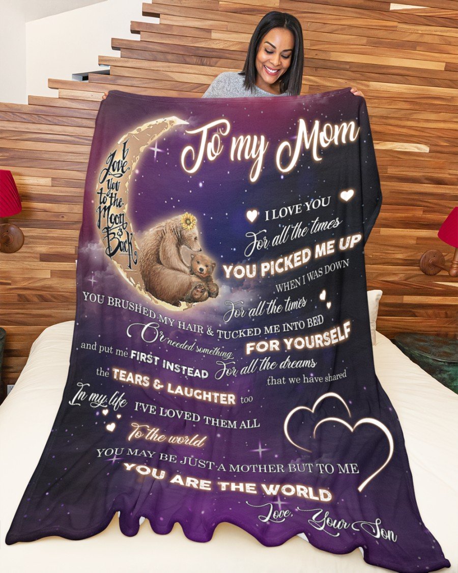 To My Mom You Are The World, Fleece Blanket – Quilt Blanket, Mother’s Day Gift From Son To Mom, Thank You Gifts For Mother’s Day, Home Decor Bedding Couch Sofa Soft and Comfy Cozy