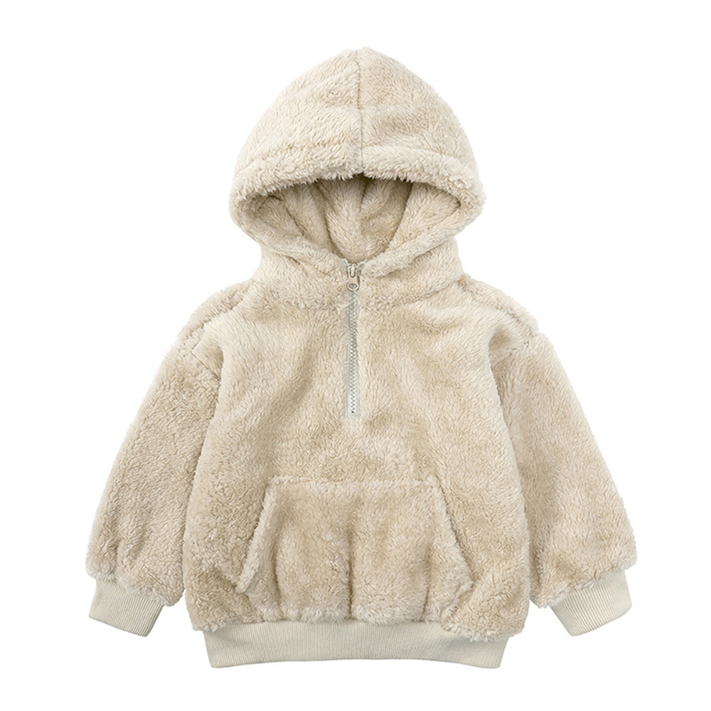 2022 new children’s clothing winter boys and girls lamb velvet thick coat children’s foreign style warm hooded wool sweater alx