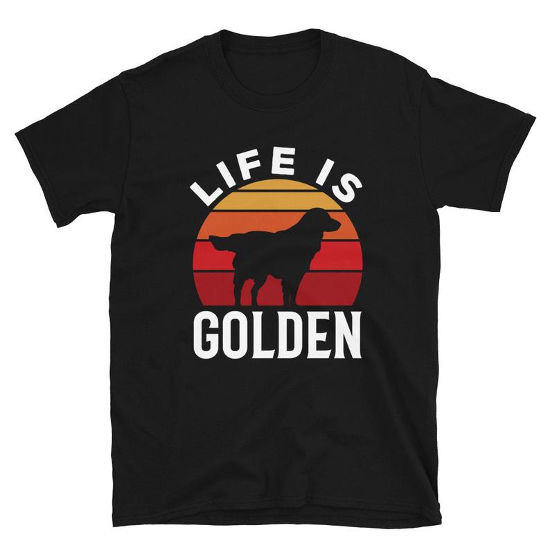 Dreameris Vintage Retro Sunset Life Is Golden Retriever Shirt  Dog Mom Shirt Retriever Tshirt For Dog Lovers