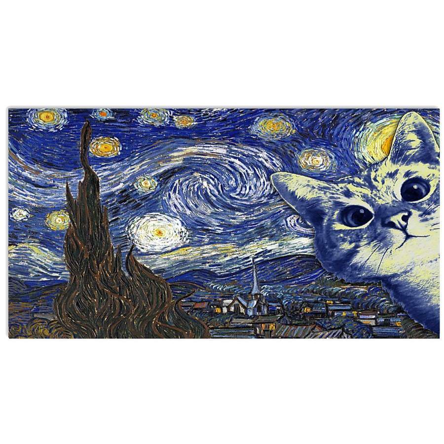 Cat Starry Night Unique Custom Design Horizontal Poster – MD – Home ...