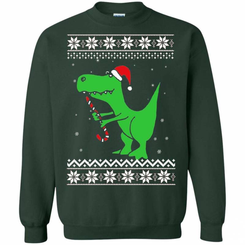 T rex santa Christmas ugly sweater