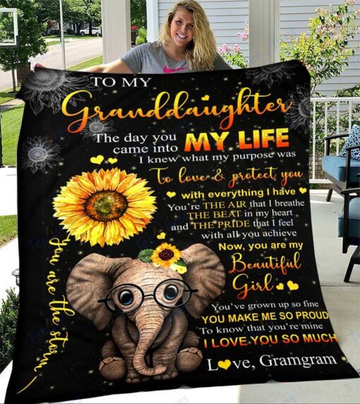 To My Granddaughter Elephant Soft Cozy Lightweight Premium Blanket