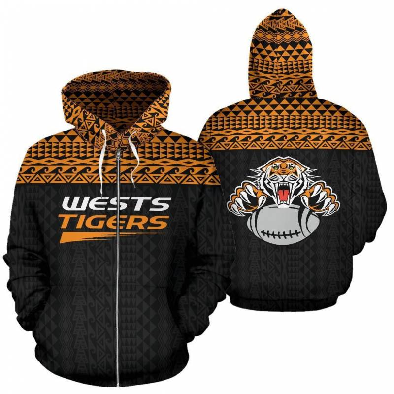 West Tiger Polynesian Zip-Up Hoodie – NRL Team – BN39