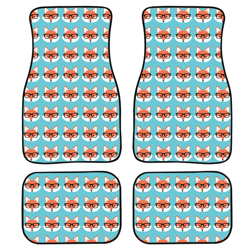 Fox With Glasses Pattern Print Front And Back Car Floor Mats, Front Car Mat