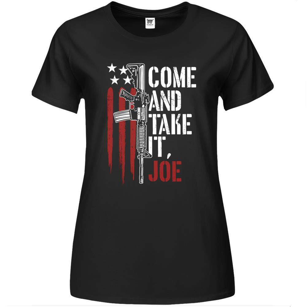 Mens Come And Take It Joe Gun Rights Ar-15 American Flag Premium Womens Tshirts