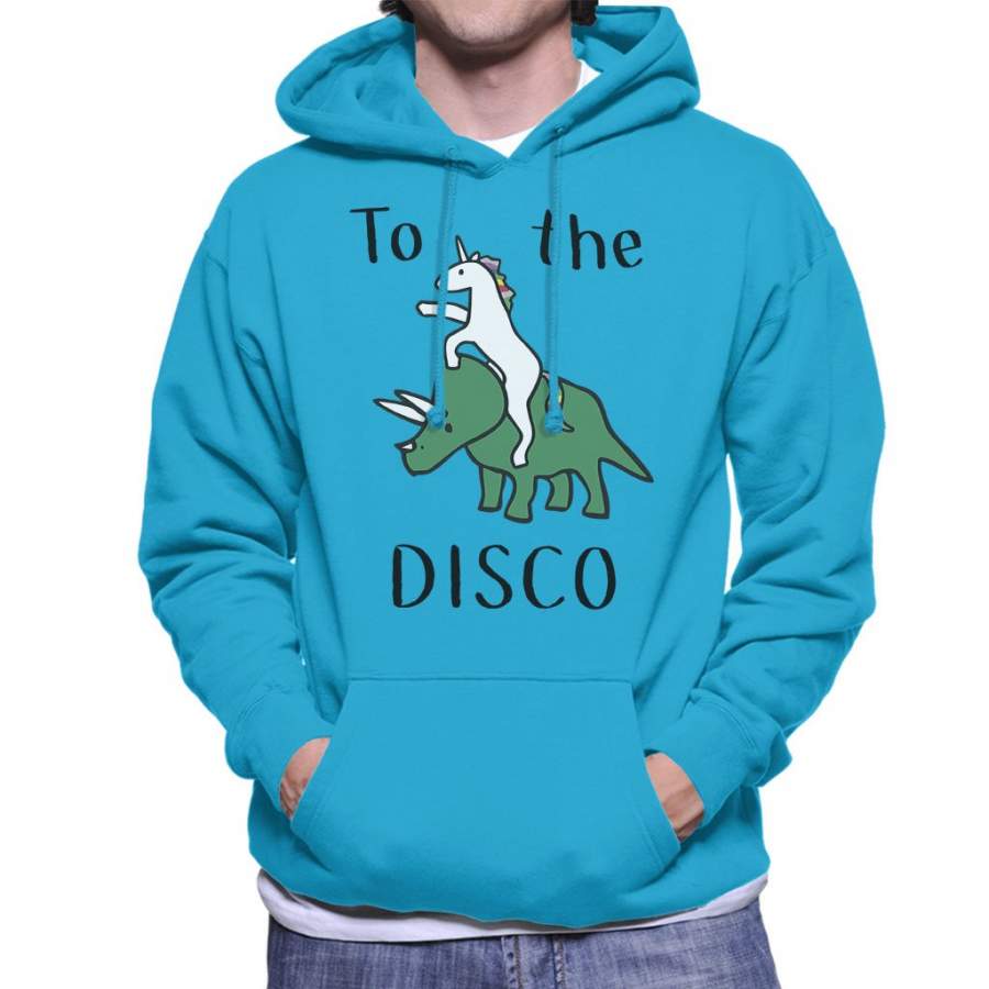 Unicorns Ride Dinosaurs To The Disco Men’s Hooded Sweatshirt