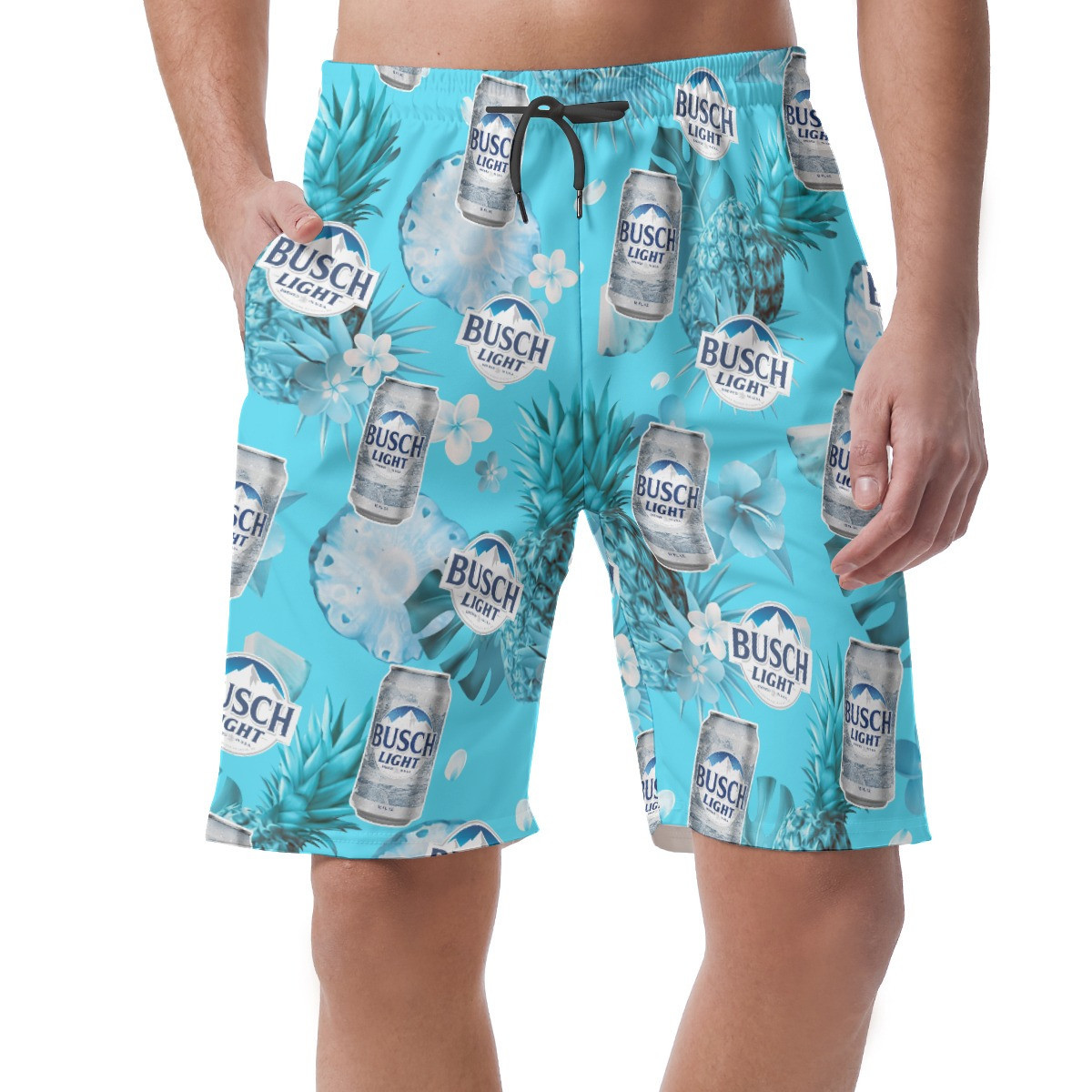 Busch Light Pineapple Tropical Hawaii Shorts Summer Men Ha24475