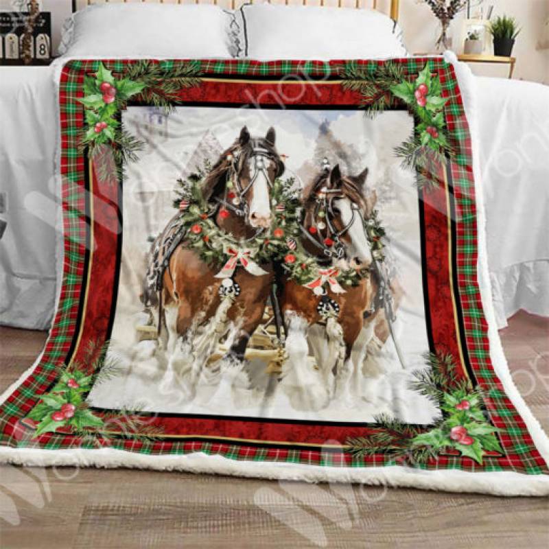 Horse Christmas Sherpa Blanket OCT1102 85O34