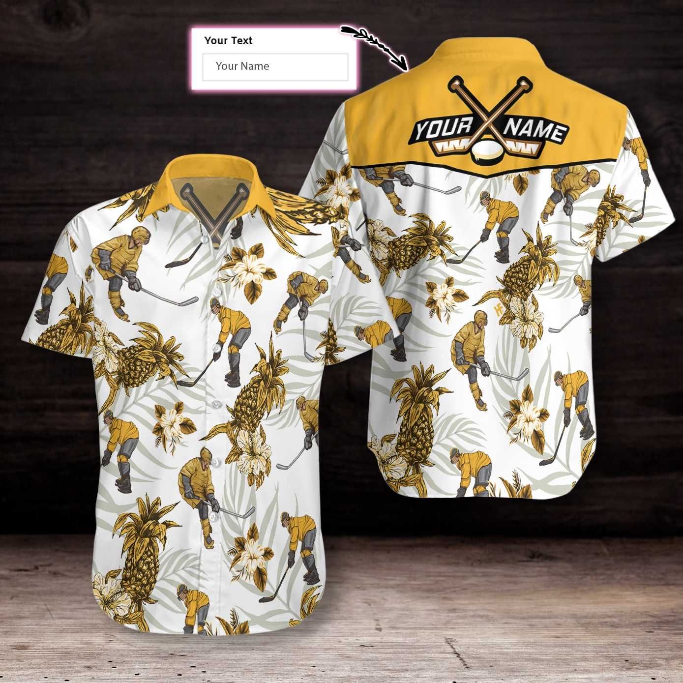 Hockey Pineapple Seamless Pattern 1912 Custom Hawaii Shirt Ha39376