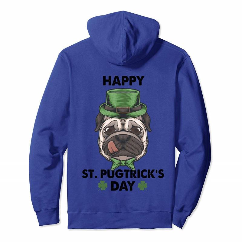 St Patricks Day Dog Mom Dad Puppy Lovers Leprechaun Pug Face Pullover Hoodie