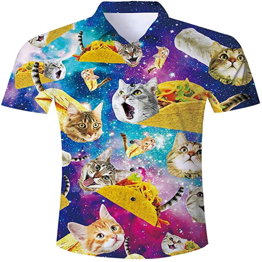 Cat Short Sleeve Unique Hawaii Shirts Ha65564