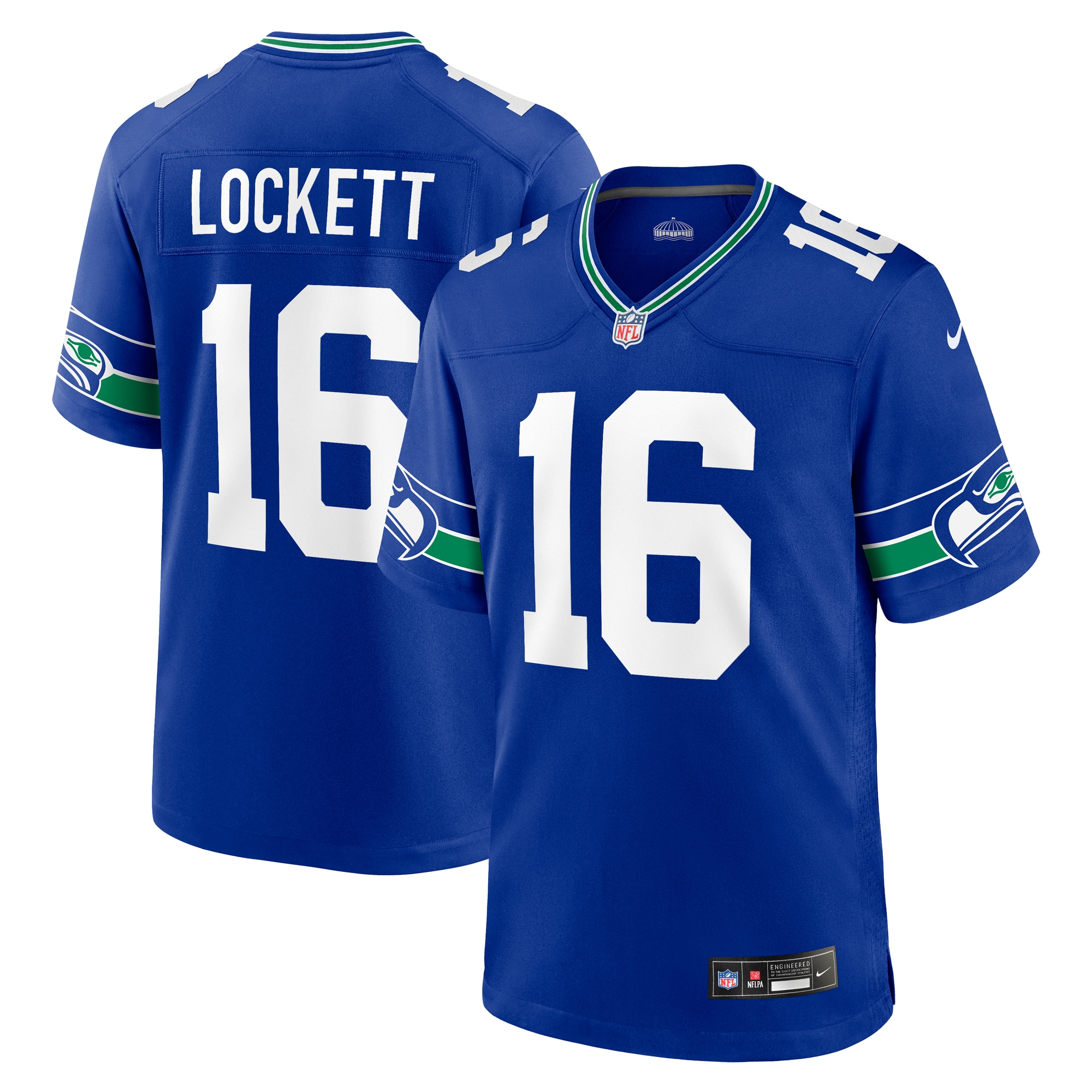 Men’s Seattle Seahawks Tyler Lockett Royal Throwback Player Game Jersey