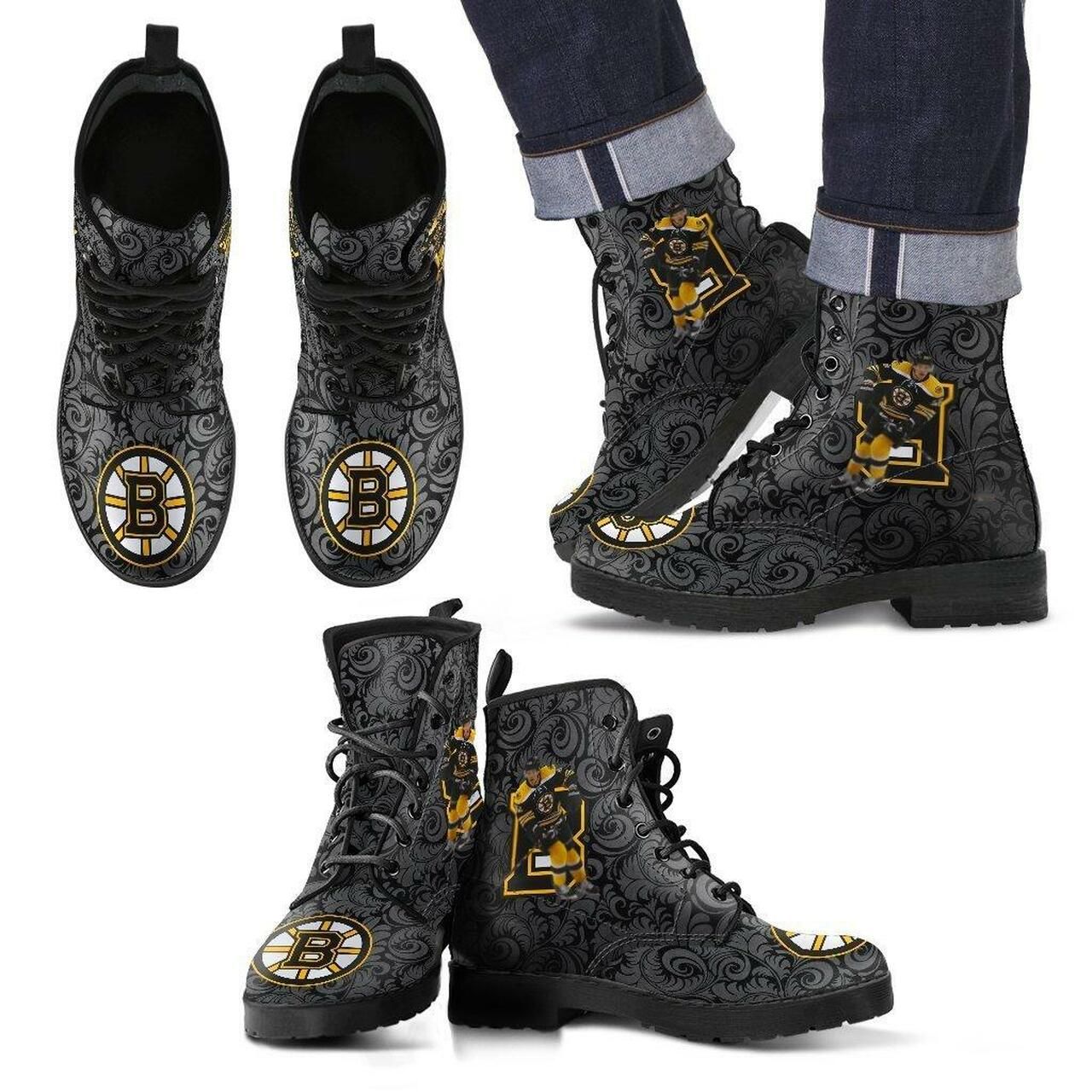 Boston Bruins Leather Boots Fashion Women Boots Shoes Shoes5113