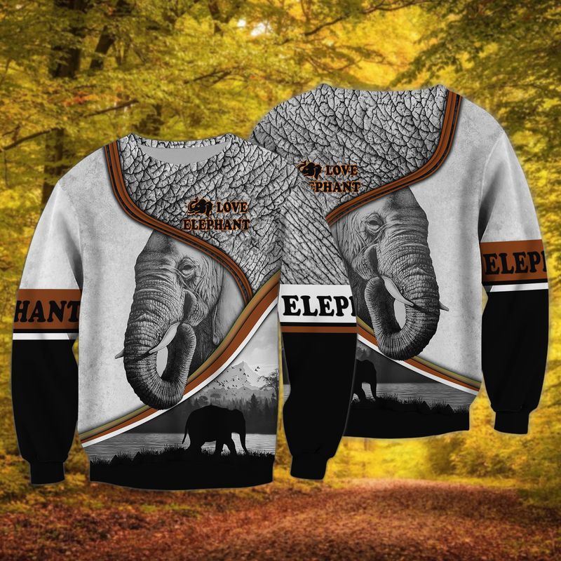 I Love Elephant Wild Animal 3D Full Print Sweatshirt