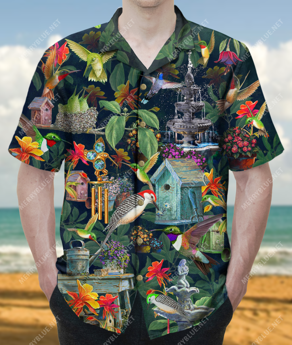 In The Garden Hummingbird Unisex Hawaii Shirt Ha101109