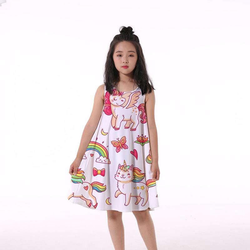 2022 Hot Selling Children’s Girls Dress For Summer Princess Kids Cartoon 3D Clothes Animals Printed Floral Dress 4-14 Years Old alx