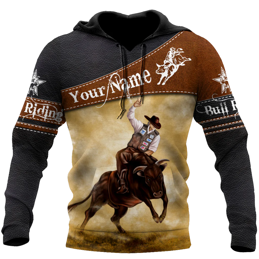 Customize Name Bull Riding Unisex Hoodie Cowboy Hoodies For Men Women, Cowboy Riding Hoodies