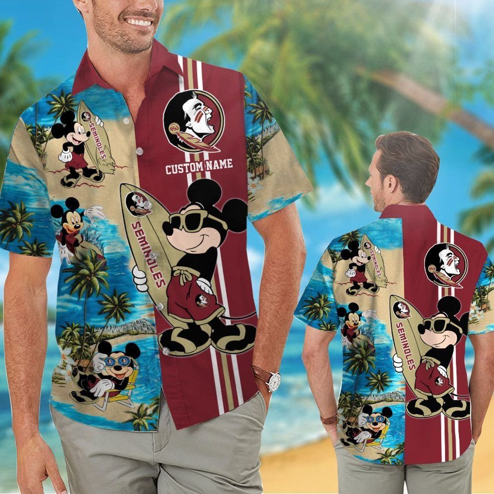 Florida State Seminoles Mickey Name Personalized Tropical Hawaiian Shirt