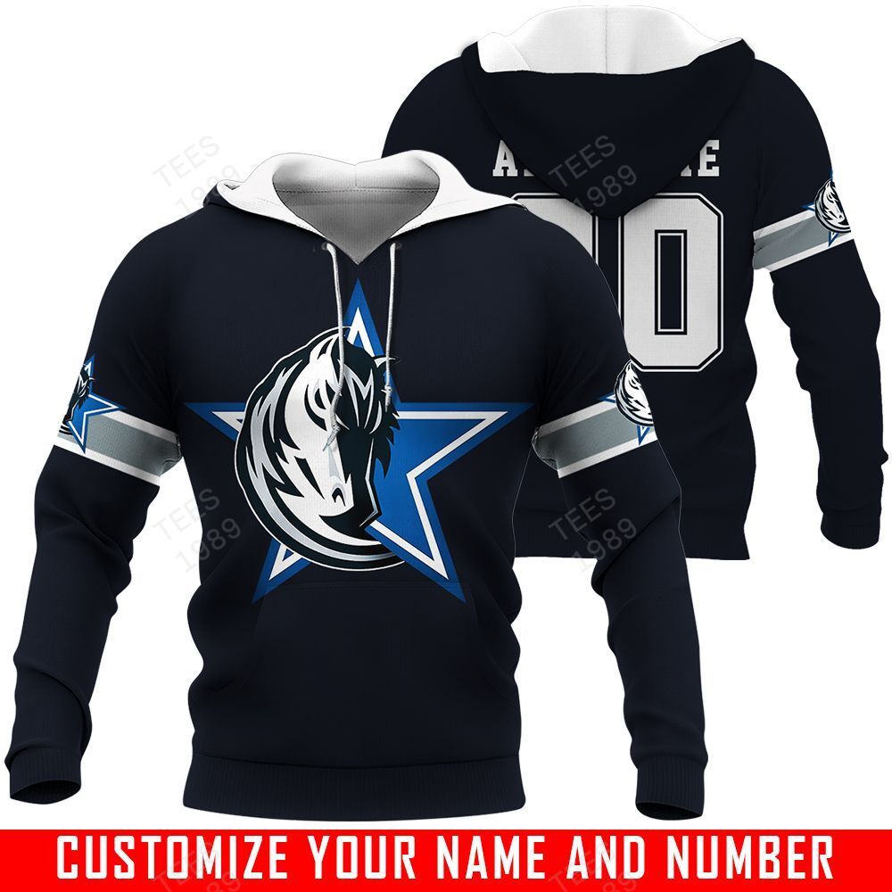 1Logo Mashup – Dallas Cowboys X Dallas Mavericks – CUSTOMIZE NAME AND NUMBER – HOT SALE 3D PRINTED – NOT IN STORE