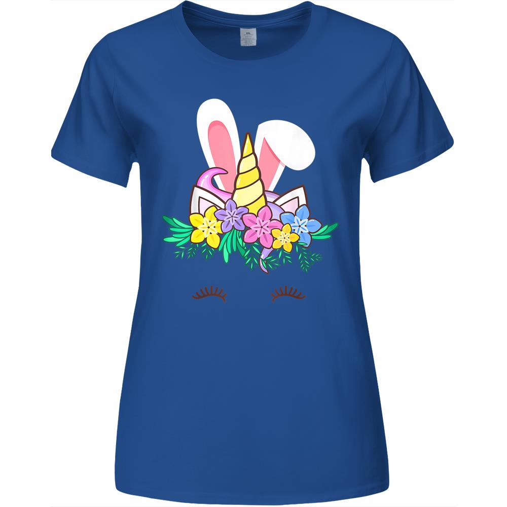 Bunnicorn Easter Tee With Bunny Ears And Unicorn Horn Premium Womens Tshirts