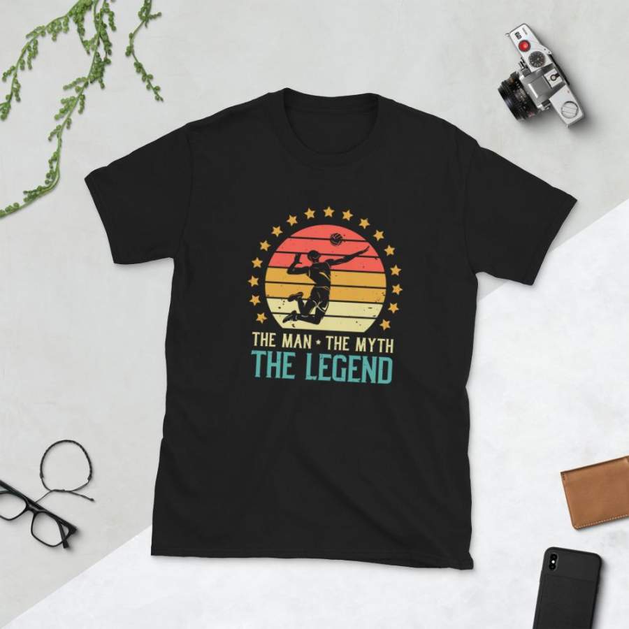 The Man The Myth The Volleyball Legend T-Shirt Men’s Vintage Volleyball Player Shirt Volleyball Dad Father’s Day Gift S-3XL Unisex T-Shirt