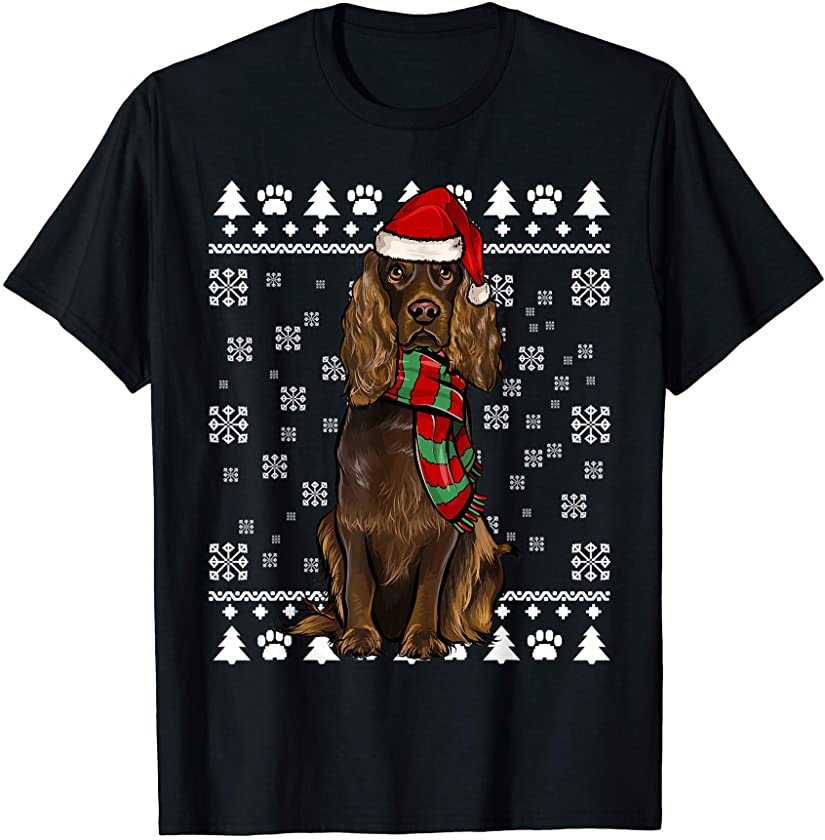 Boykin Spaniel Dog Santa Hat Xmas Ugly Christmas T-Shirt