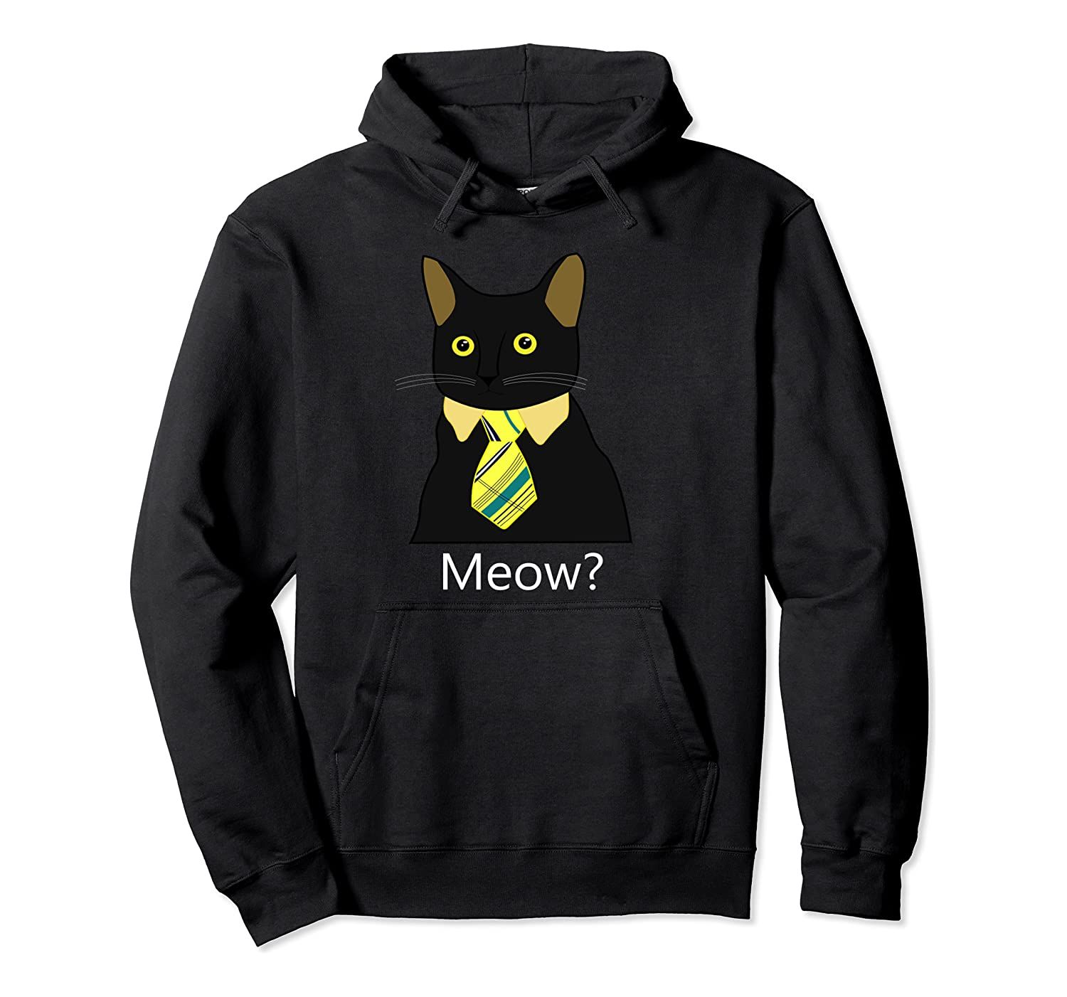 Black Business Cat Kitten with Yellow Tie Pullover Hoodie, T-Shirt, Sweatshirt