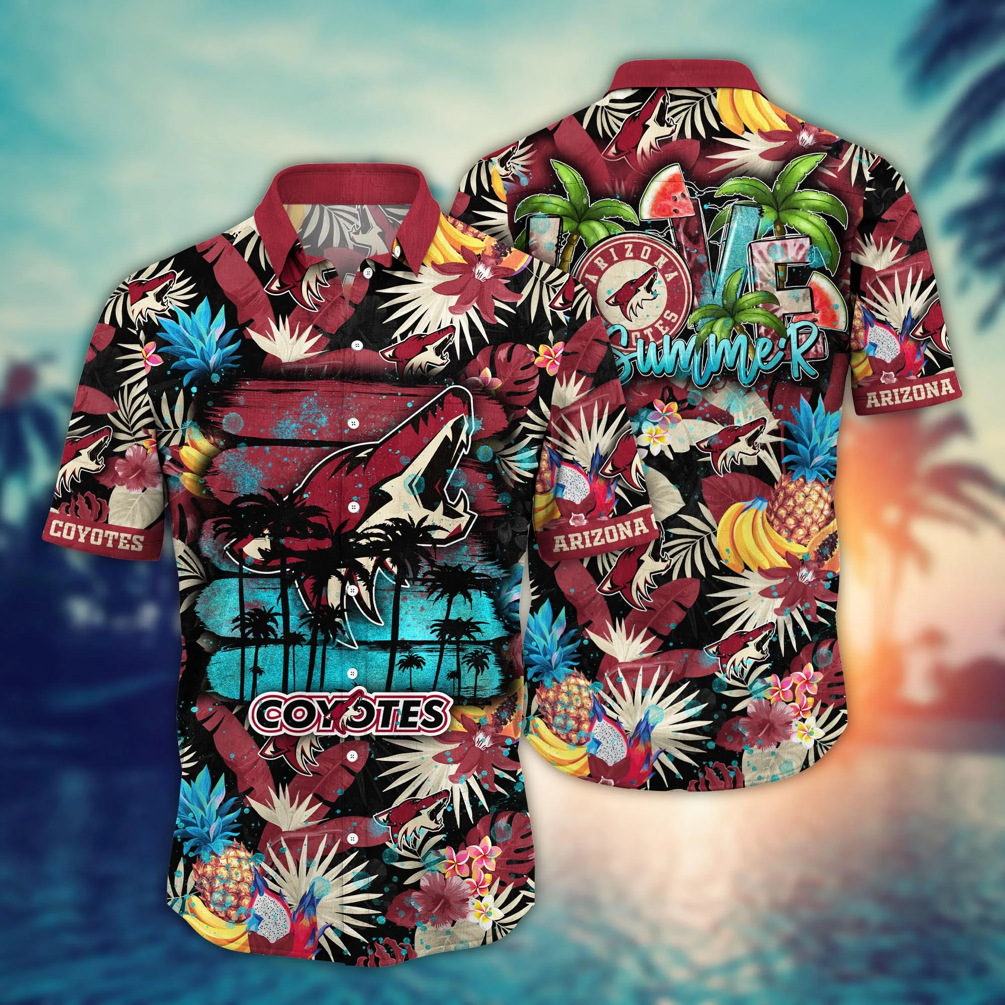 Arizona Coyotes Nhl Hawaiian Shirt Summer Nightstime Aloha Shirt