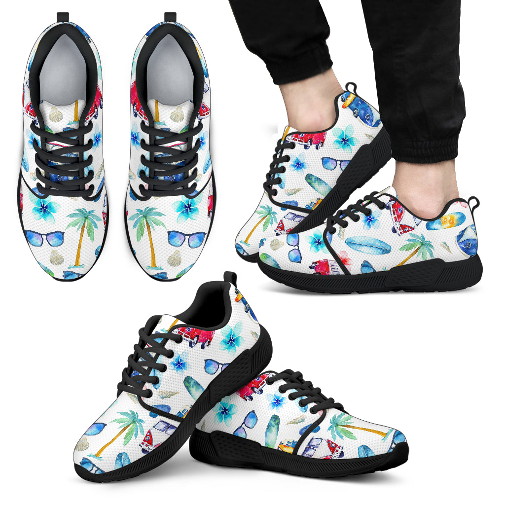 Watercolor Surfing Pattern Print Men’S Athletic Shoes