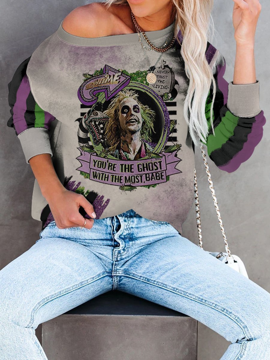 Beetlejuice Print Long Sleeve Sweatshirt