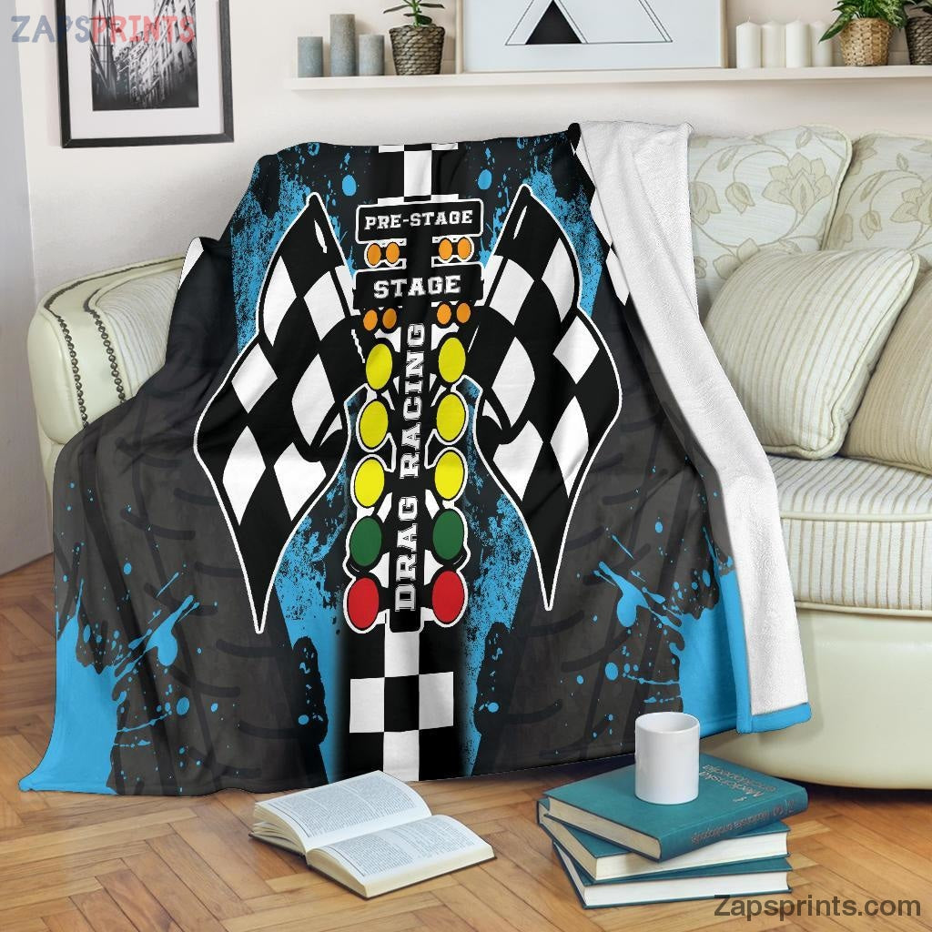 Gift For Racing Lover – Drag Racing Blanket Carolina Blue – Gift For Friends