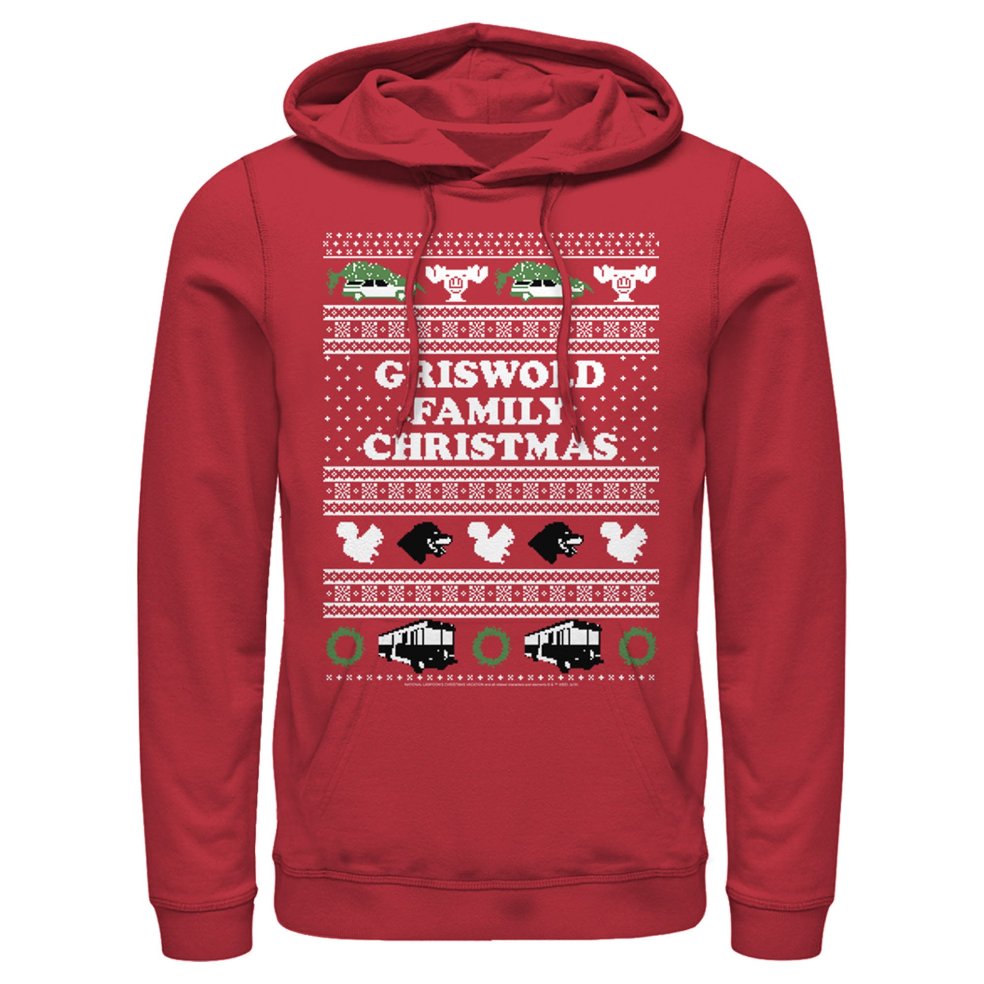 Men’S National Lampoon’S Christmas Vacation Griswold Family Christmas Ugly Sweater Pull Over Hoodie